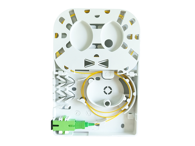 FTTH drop cable termination point box with splice tray 2 fibers